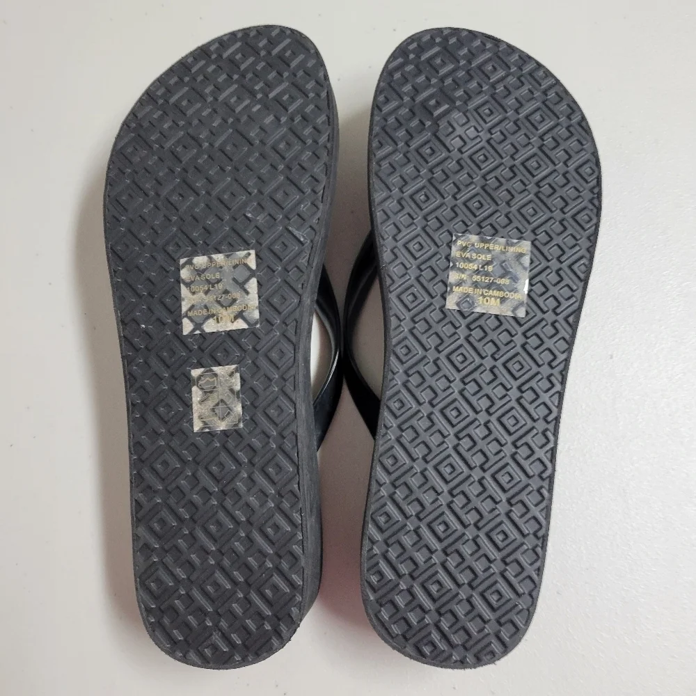 Tory Burch Black Logo Flip Flop Sandals